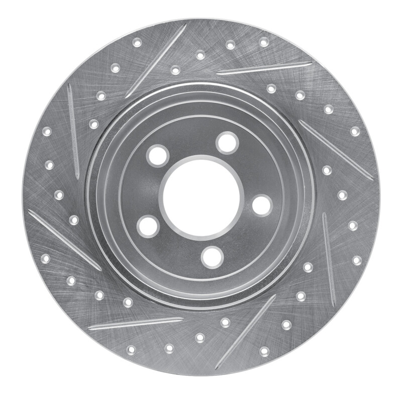 Chrysler 300 Brake Rotor (1) - Rear Right - R1 Concepts - Drilled & Slotted - Silver - `05-`23